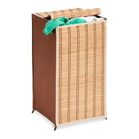 Honey-Can-Do Tall Bamboo Wicker Weave Laundry Hamper w/Cover, Natural Bamboo HMP-01619